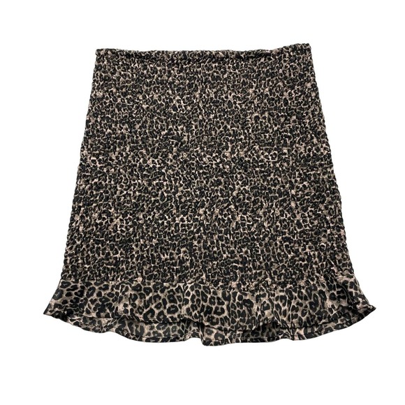 GUESS Leopard Print Smocked Mini Skirt Sz Small - Picture 3 of 6
